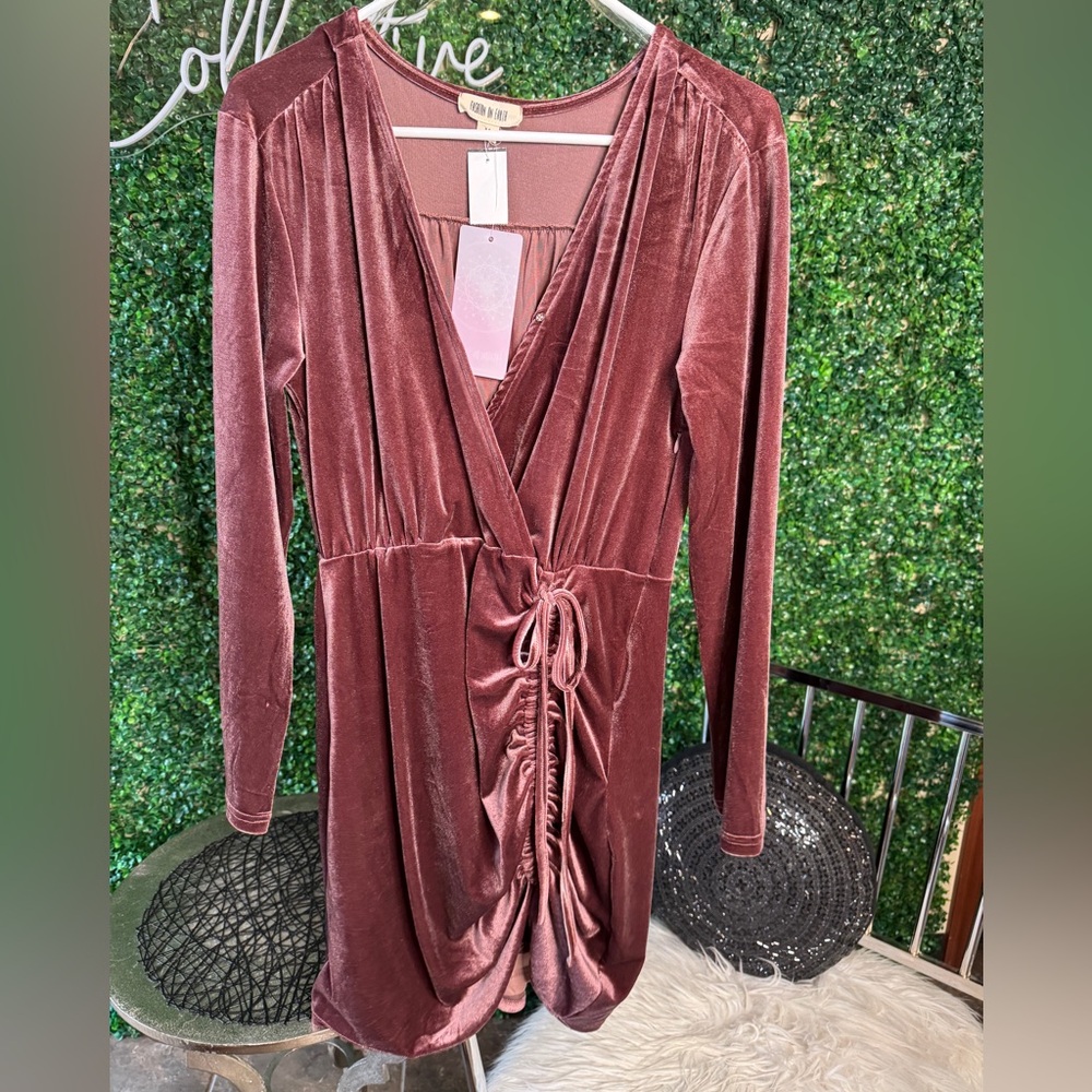 NEW Fashion On Earth Dusty Rose Velvet Dress size M